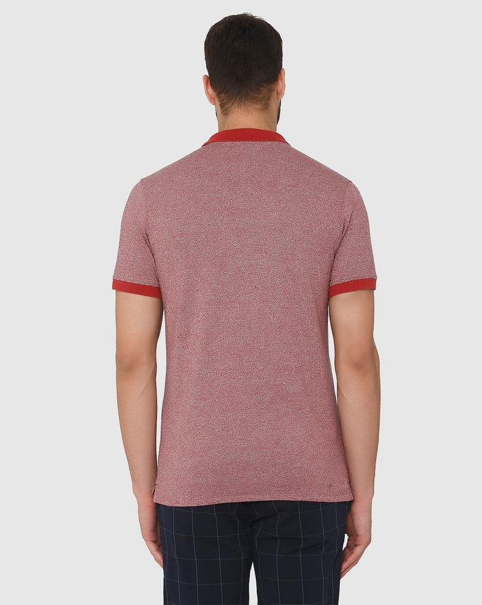 Red Contrast Tipping Polo Neck T-Shirt