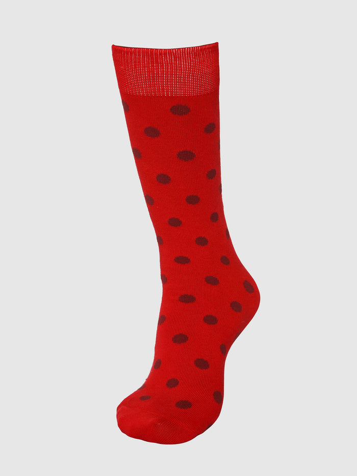 Red Polka Dot Print Mid Calf Length Socks