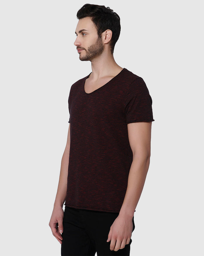 Red Striped Crew Neck T-Shirt