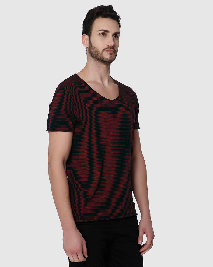 Red Striped Crew Neck T-Shirt