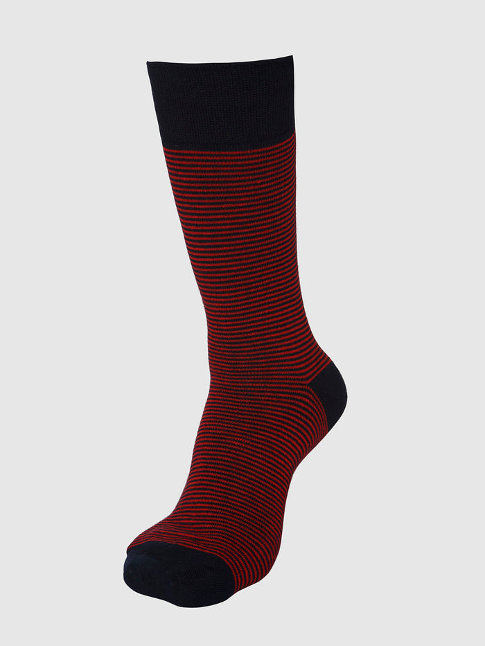 Red Striped Mid Calf Length Socks