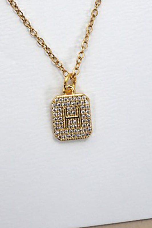 Rhinestone Initial Necklace Gold Limited Letters-H-Cute-Trendy-Shop-Womens-Boutique-Clothing-Store