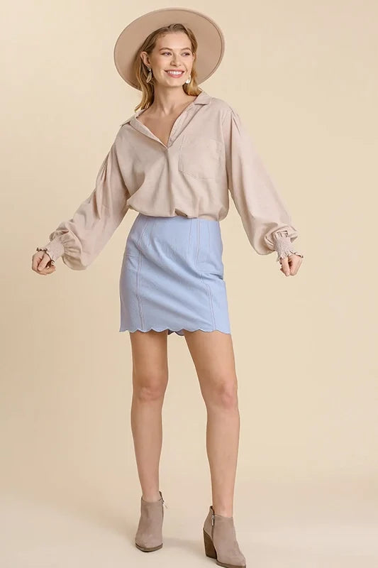 Slip Into The Sky Scallop Skirt-Cute-Trendy-Shop-Womens-Boutique-Clothing-Store
