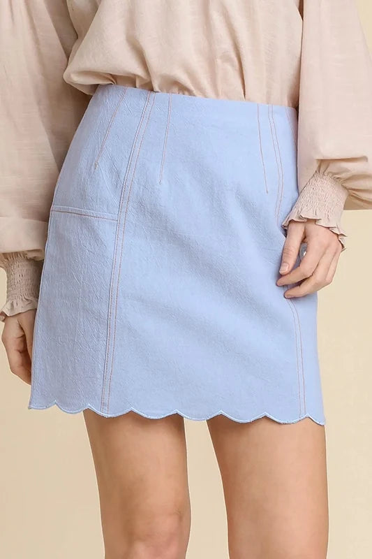 Slip Into The Sky Scallop Skirt-Light Blue-SMALL-Cute-Trendy-Shop-Womens-Boutique-Clothing-Store