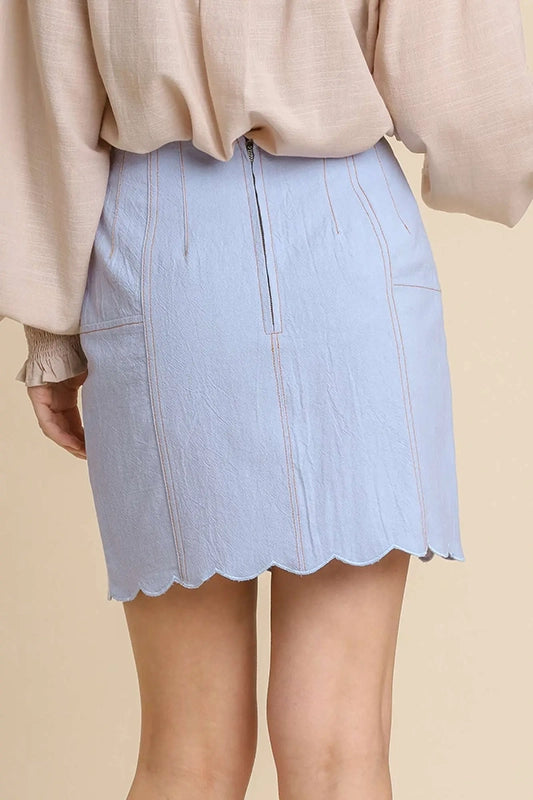 Slip Into The Sky Scallop Skirt-Cute-Trendy-Shop-Womens-Boutique-Clothing-Store