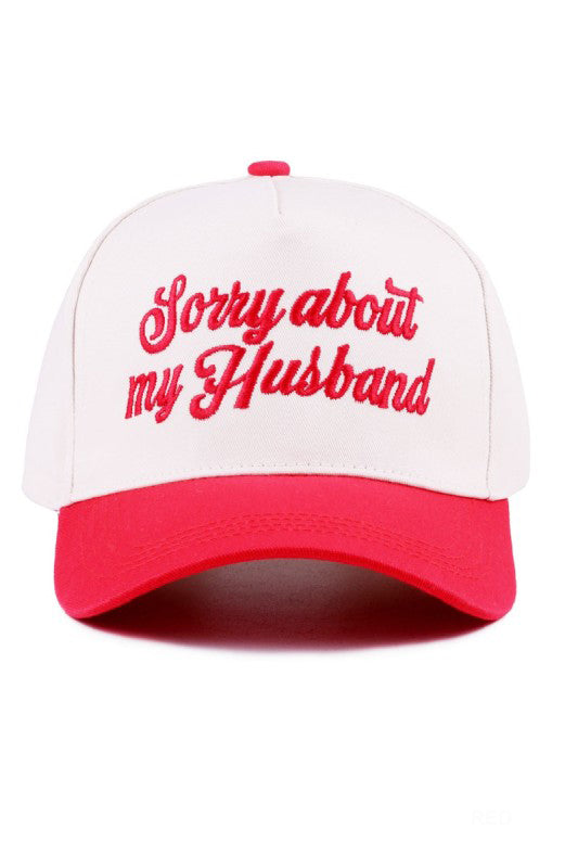 "Sorry About My Husband" Cap-Red-Cute-Trendy-Shop-Womens-Boutique-Clothing-Store