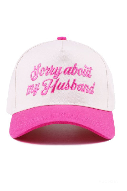"Sorry About My Husband" Cap-Fuchsia-Cute-Trendy-Shop-Womens-Boutique-Clothing-Store