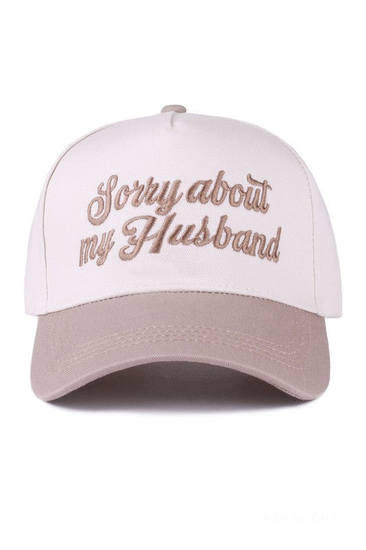 "Sorry About My Husband" Cap-Beige-Cute-Trendy-Shop-Womens-Boutique-Clothing-Store