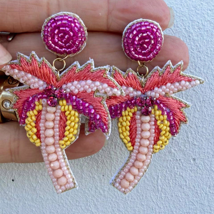 Sunset Palm Beaded Earrings