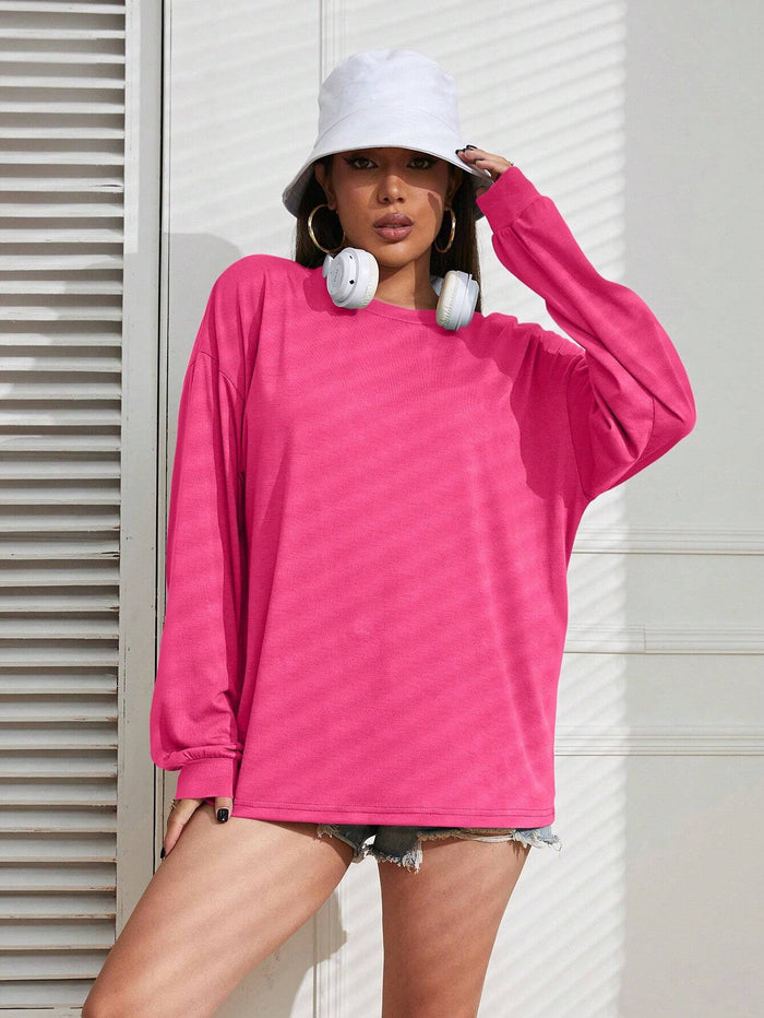 SXV 'PLAIN BLACK’ Aesthetic Drop Shoulder Long sleeves Oversized Baggy T-shirt