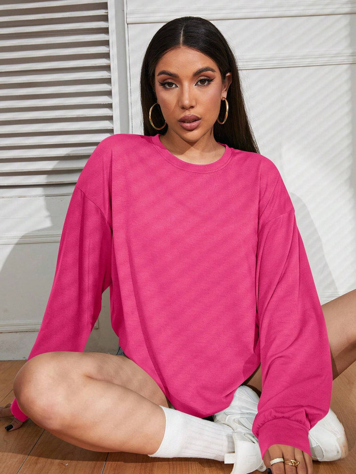 SXV 'PLAIN BLACK’ Aesthetic Drop Shoulder Long sleeves Oversized Baggy T-shirt