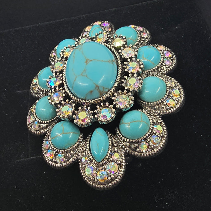 Turquoise Blossom Statement Brooch  Addie Grace Boutique