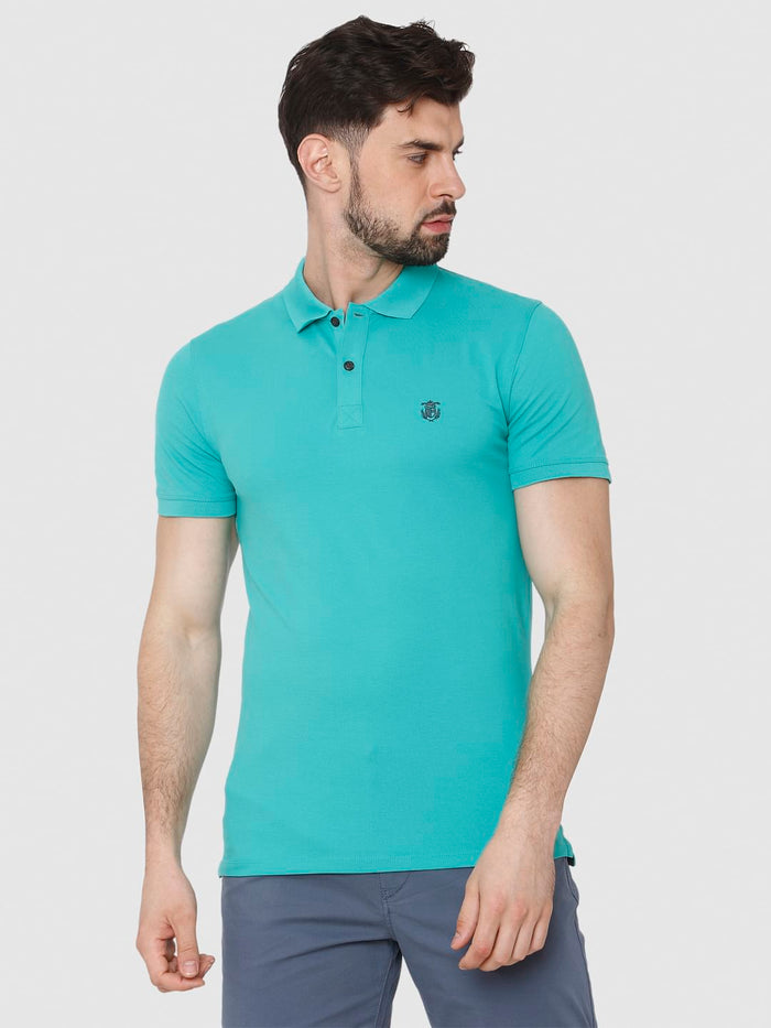 Turquoise Polo Neck T-Shirt