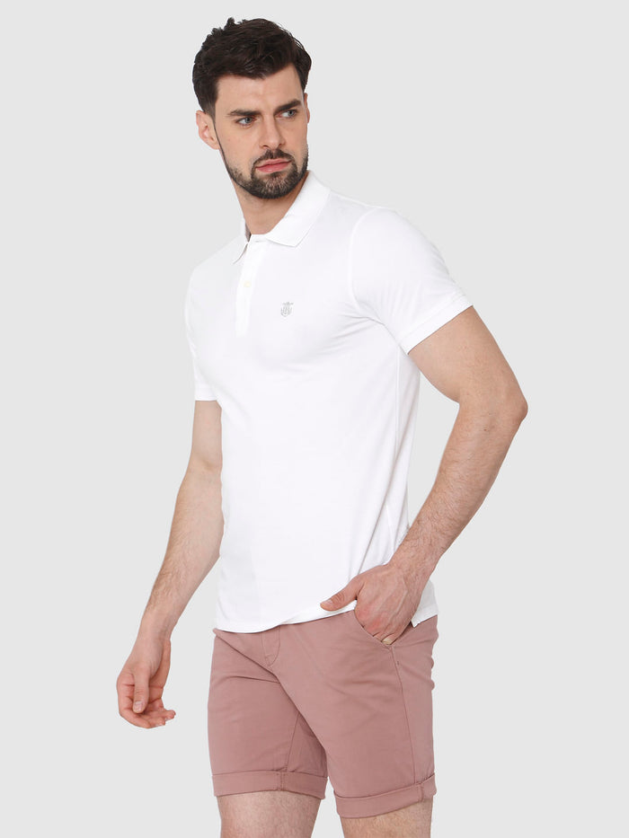 White Polo Neck T-Shirt