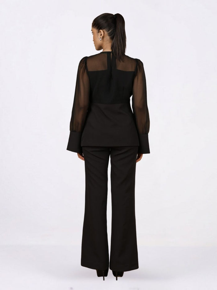 Women Black Solid Top With Trouser