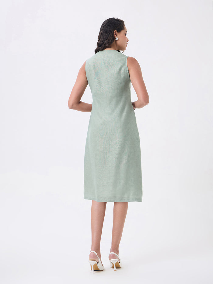 Women Green Knee Length Straight Dress