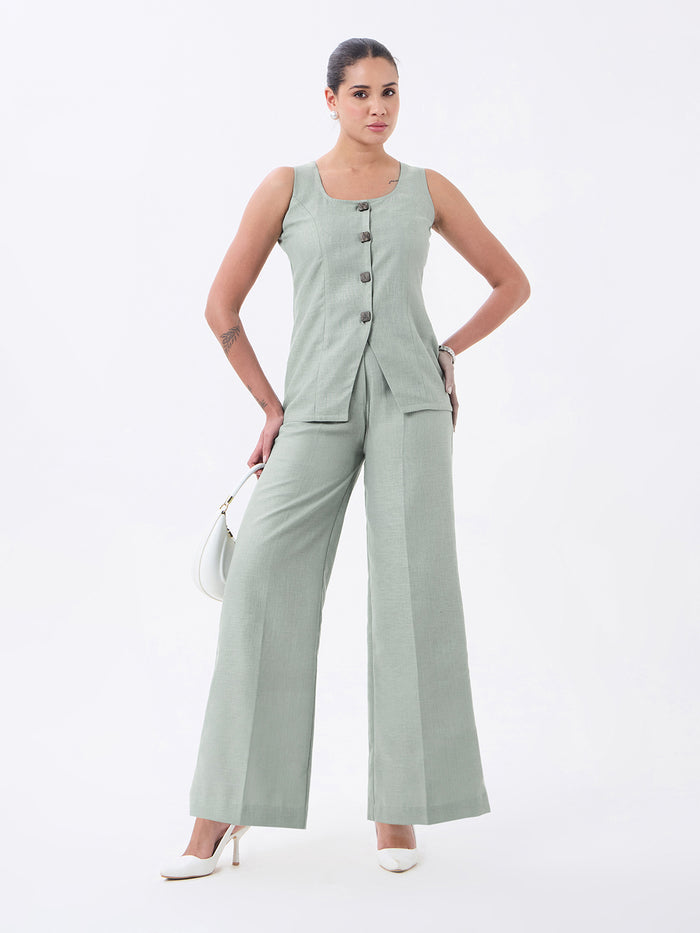 Women Green Sleeveless Co-ords