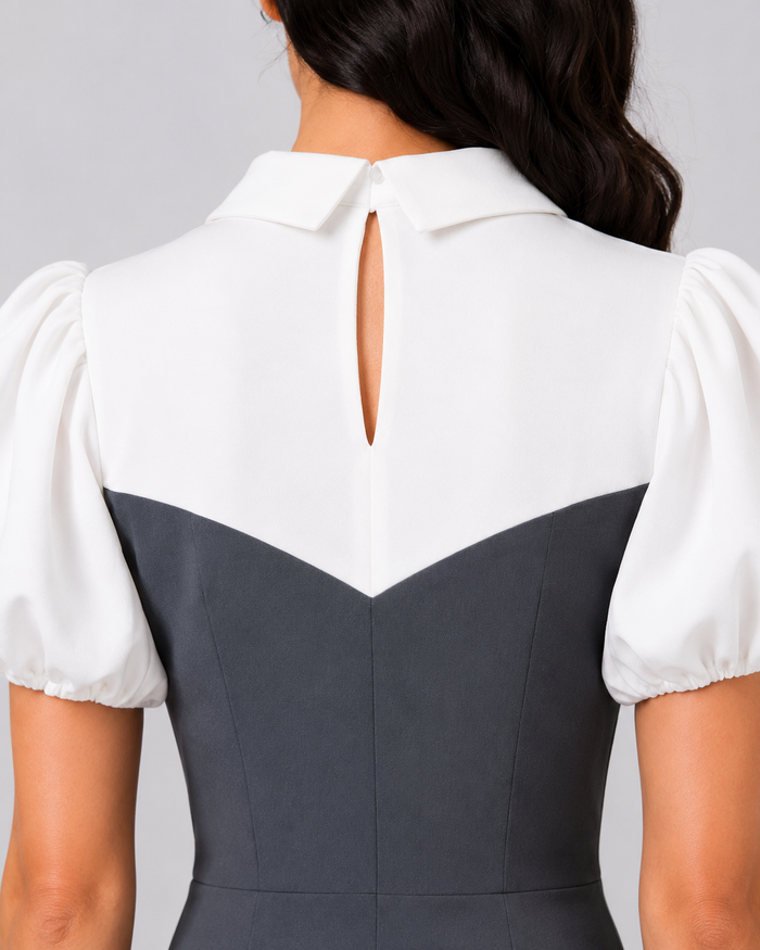 Women Grey Contrast Stretch Sheath Dress