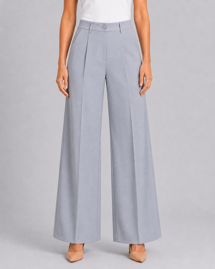 Women Grey Mid-Rise Relaxed Straight Fit Trousers