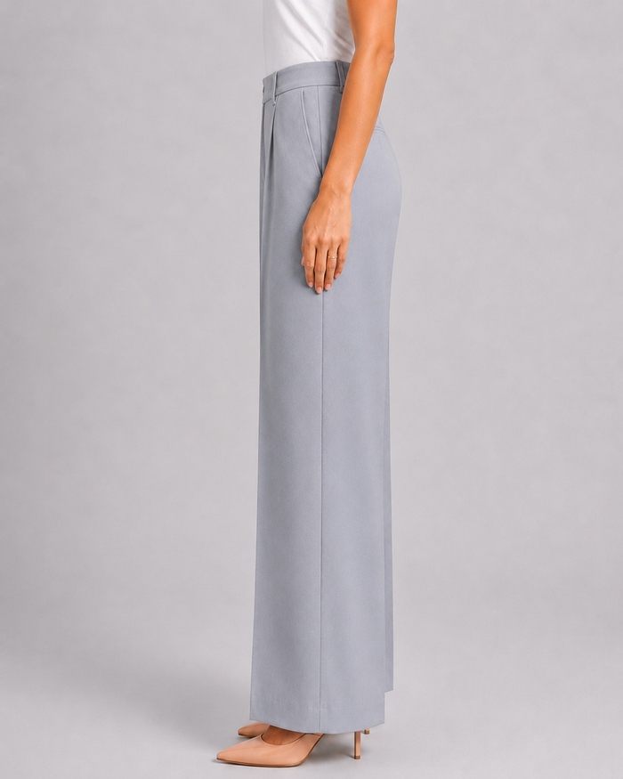 Women Grey Mid-Rise Relaxed Straight Fit Trousers