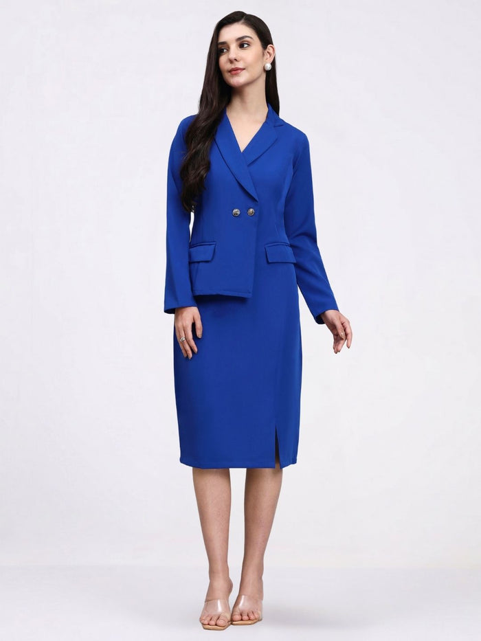 Women Ink Blue Blazer Dress