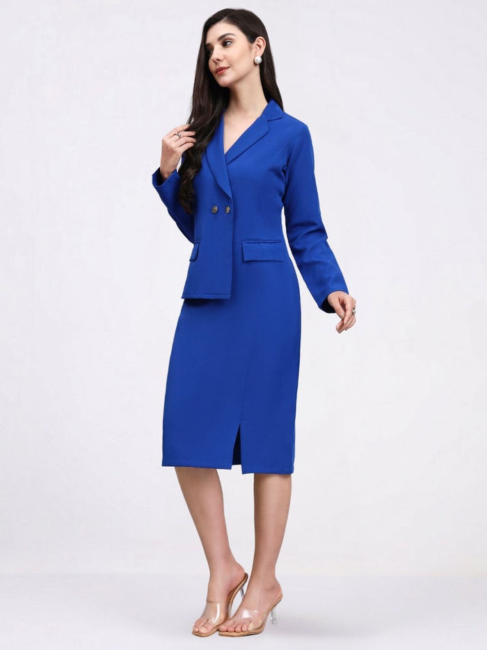 Women Ink Blue Blazer Dress