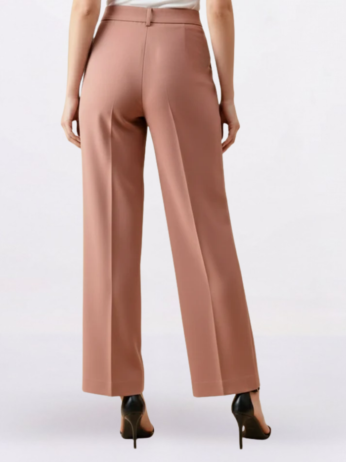 Women Peach Formal Straight Fit Trouser