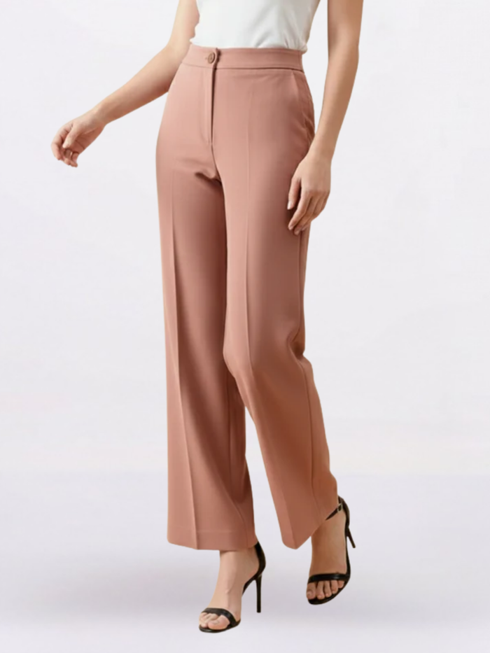 Women Peach Formal Straight Fit Trouser