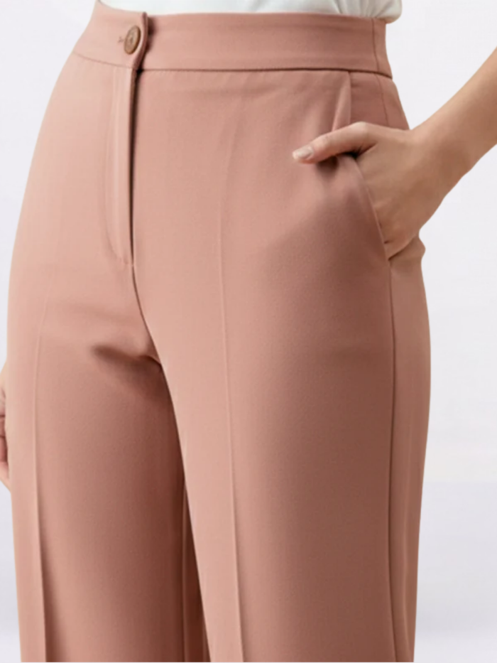 Women Peach Formal Straight Fit Trouser
