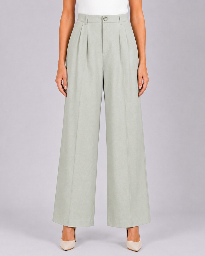 Women Sage Green Formal Trouser